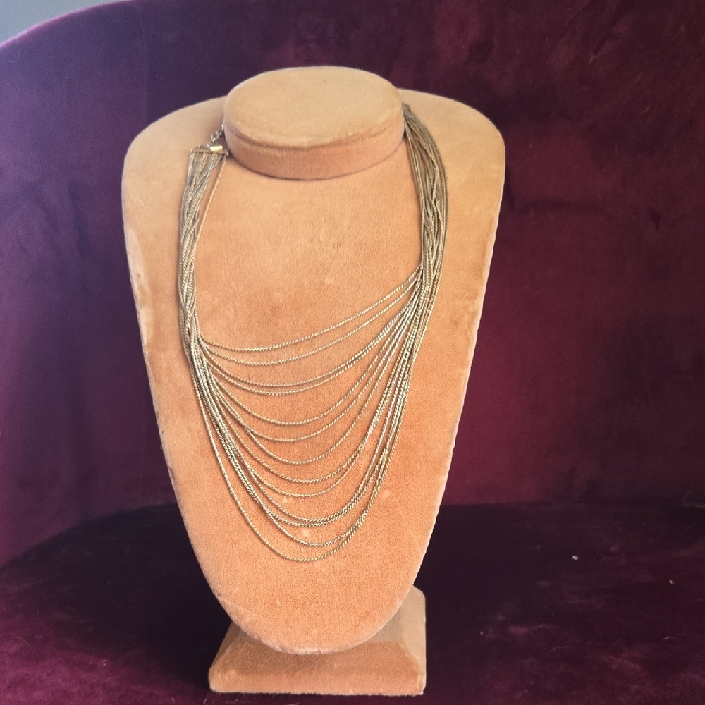 Vintage George Tiered Gold Tone Chain Layered Necklace 💫